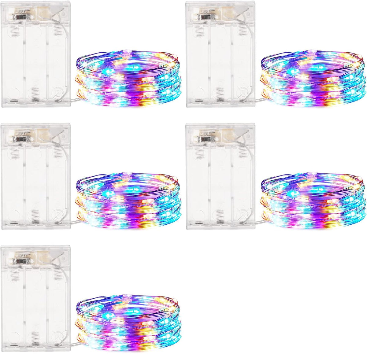 Fairy Lights Battery Operated, 5 Pack 7 FT 20 LED String Lights,Multicolor