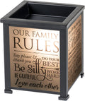 Elanze Designs Family Rules Love Each Other Dream Big Black Metal Electrical Wax Tart & Oil Glass Lantern Warmer