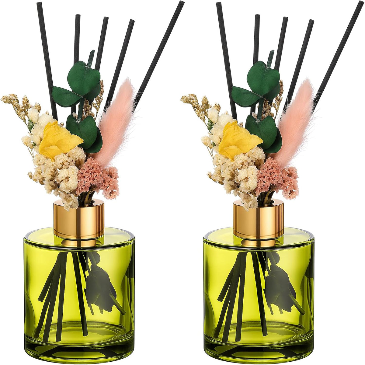 Rtteri 2 Sets Empty Reed Diffuser Bottles with Sticks, 5oz,Green Color