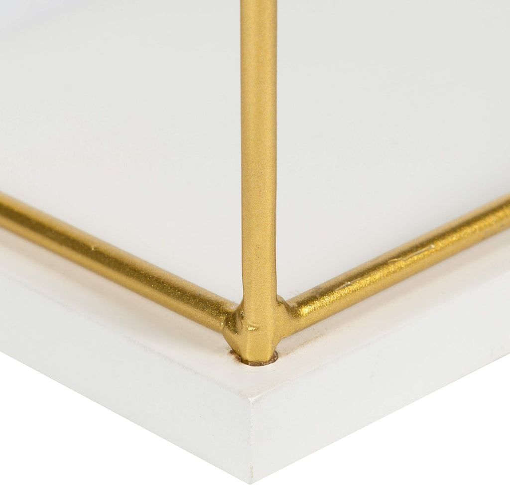 Kate and Laurel Benbrook 24 inch 2-Pack Wood and Metal Floating Wall Shelves, White and Gold