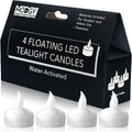 MODGY LED Floating Tealight Candles Flameless Battery Operated Flickering Light Candle, Water-Activated, White, Set of 4