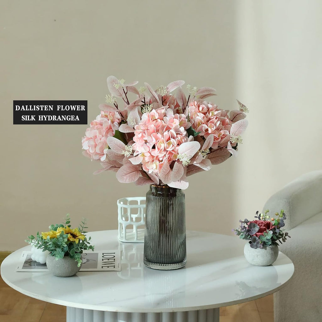dallisten 20" Silk Artificial Eucalyptus Stems, 12 Pcs Fake Eucalyptus Stem with Leaves Berries, Greenery Plants Floral Decorations for Wedding Party Home Flowers Arrangement Boho Decor (Blush)