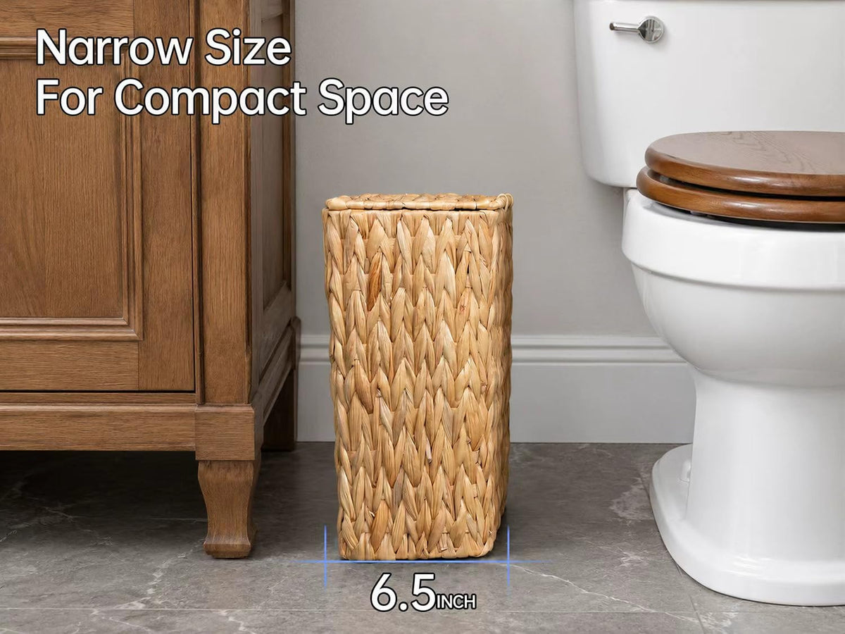 Coeusy Wicker Trash Can, Small Bathroom Trash Can with Lid, 3 Gallon