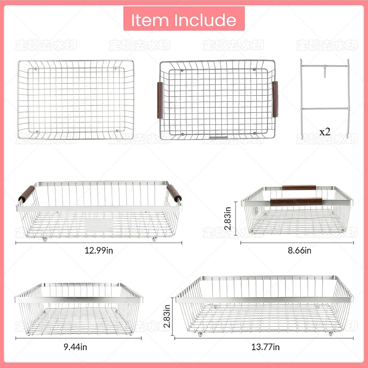 2-Tier Stackable Wire Basket with 2 Banana Hooks, Pantry Organizer for Kitchen Countertops, Cabinets & Under-Sink Spaces; Ideal for Storing Snacks, Fruits, Veggies, Onions, Potatoes, & More,Chrome