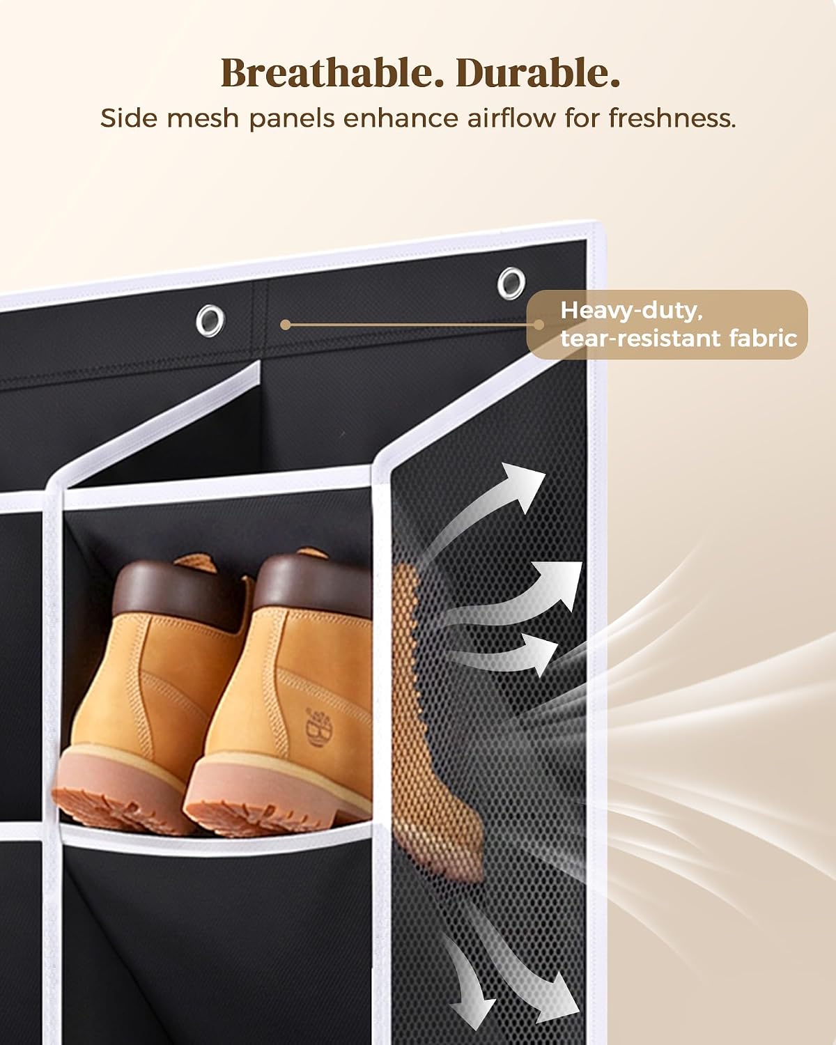30-60 Pair Over Door Shoe Organizer, 26" Extra Wide Shoe Storage Rack(Blk)