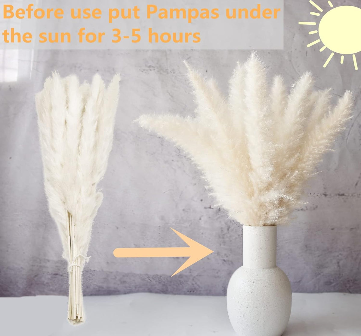 120 PCS Dried Pampas Grass Bouquet, Boho Table Decor, Bunny Tails Dried Flowers, Brown Pompas, White Pampas Grass for Wedding, Home, Rustic Party, Baby Shower Decorations