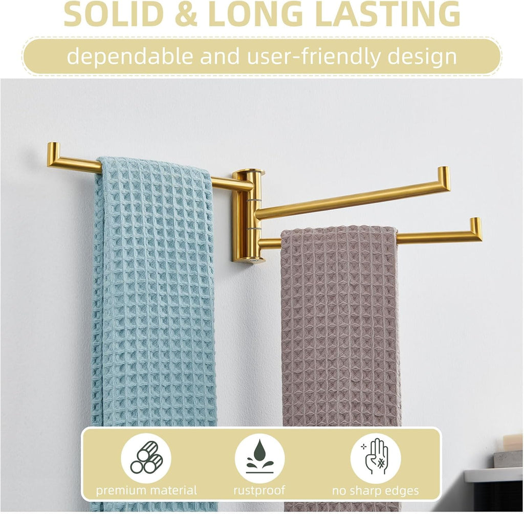 Angle Simple Hand Towel Holder for Bathroom, Swivel Bars, Brushed Dark Gold