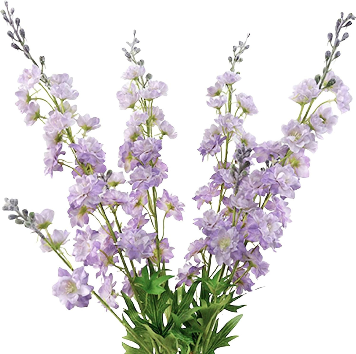 ZYTUYO Purple Delphinium Artificial Flower Long Stem 4pcs 33.5in Fake Larkspur Faux Look Real Silk Plant Bulk Bouquet for Outdoor Tall Vase Home Garden Wedding Arrangement Decoration