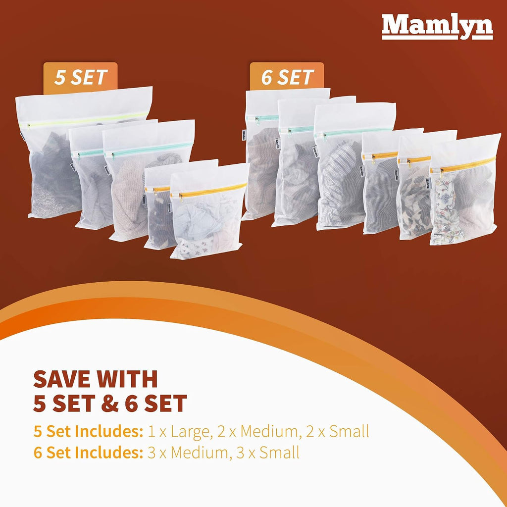 Mamlyn Mesh Laundry Bag for Delicates, Wash Bag for Underwear and Lingerie, Makeup Organizer Bag (1 Large, 2 Medium, 2 Small)