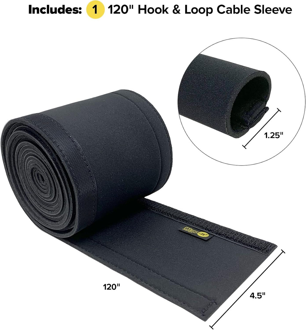 Wrap-It Storage Hook and Loop Cable Sleeve, Black, 120"