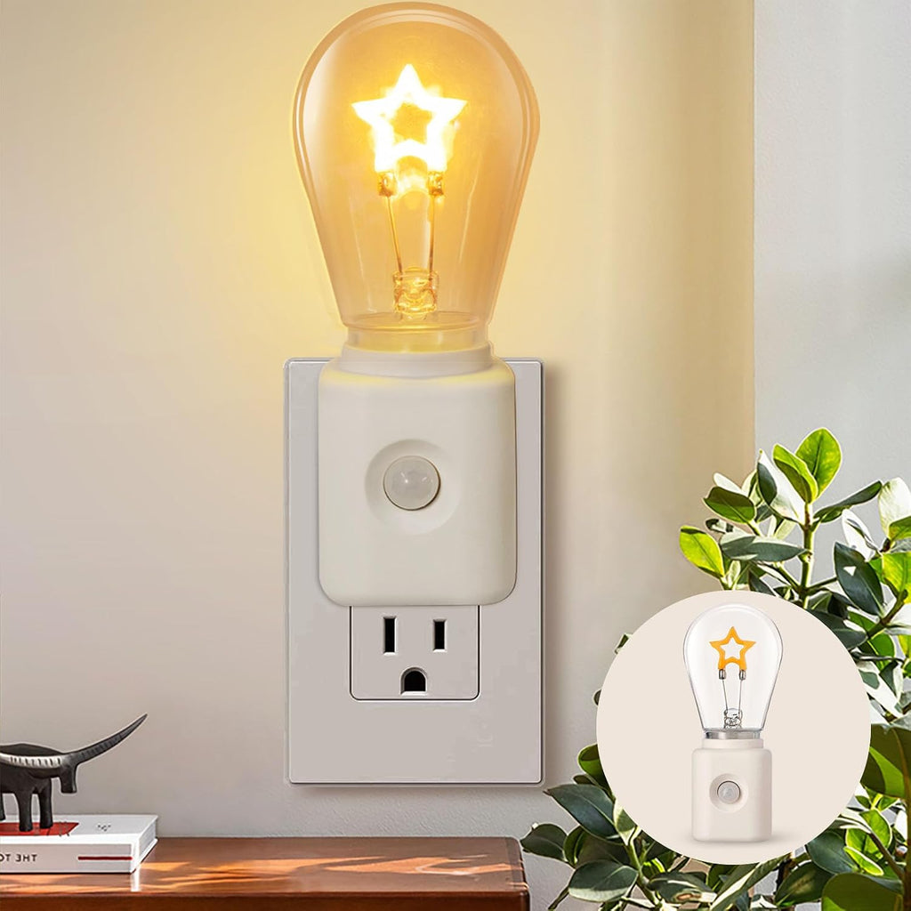 Night Light,Led Night Lights Plug in, Motion Activated Nightlights Bulb Plug into Wall, Warm White, Dusk to Dawn Sensor, Adjustable Brightness 10-100LM, for Bedroom