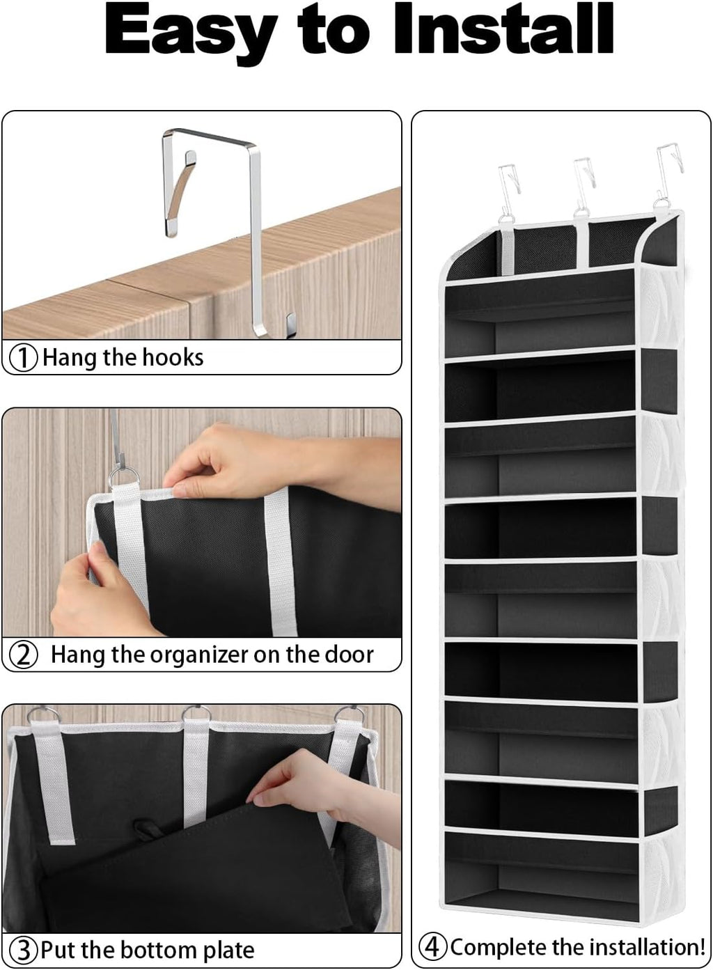 TAHAVICE 1Pack Over the Door Organizer Storage, 5 Large & 10 Mesh Pockets