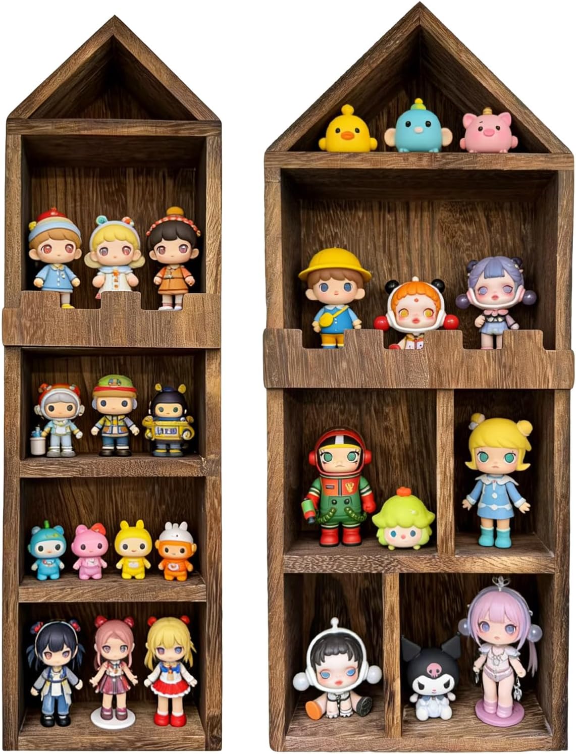 Rustic Trinket Shelf,House and Castle Design Shadow Cubby Box (2 Pack)
