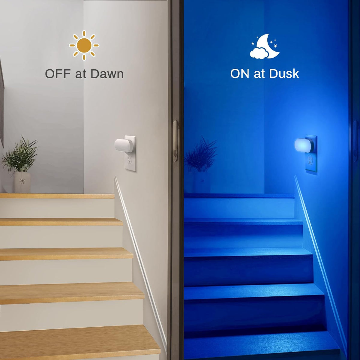 DORESshop Blue Night Lights Plug into Wall with Dusk to Dawn Sensor