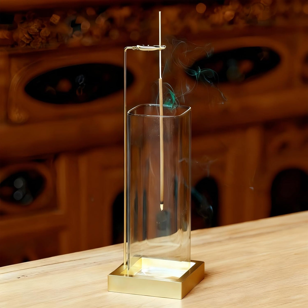 Incense Holder, Metal Incense Holder for Sticks with Removable Glass Ash Catcher, Anti-Ash Incense Burner,Luxury Home Décor for Meditation Relaxation (Gold)