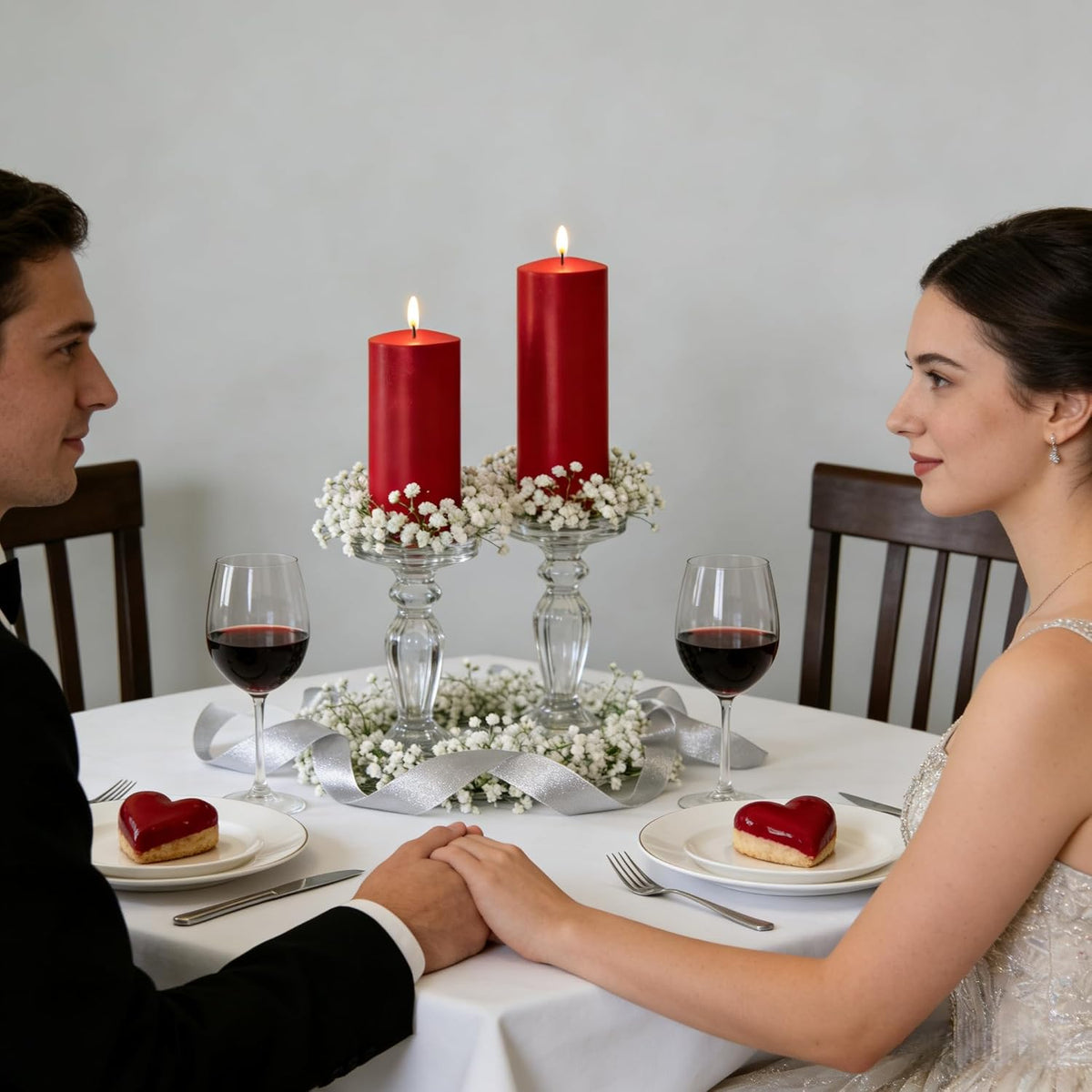 2 Pack 3x6 Inch Red Unscented Pillar Candles - 70 Hour Long Burning Dripless Smokeless Candles for Valentine's Day Christmas Home Decor Weddings Festivals