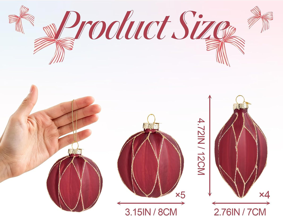 WDS WONDROUS Christmas Ball Ornaments Teardrop Xmas Tree Ornament Set Red