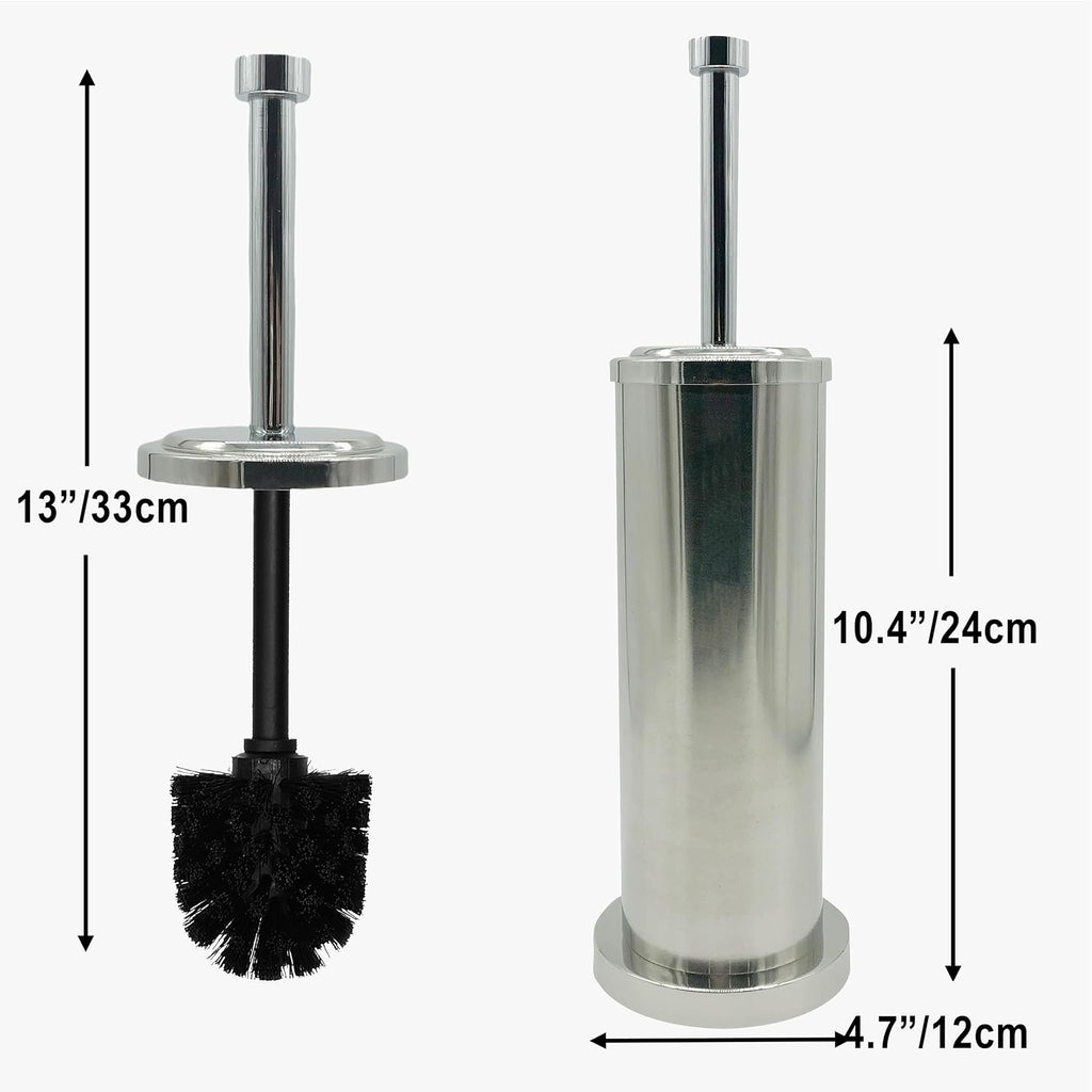 Silver Chrome Toilet Bowl Brush with Holder with Removable Plastic Liner, Durable Bathroom Cleaning Tool, Bathroom Cleaner Brush for Efficient Cleaning and Hygiene