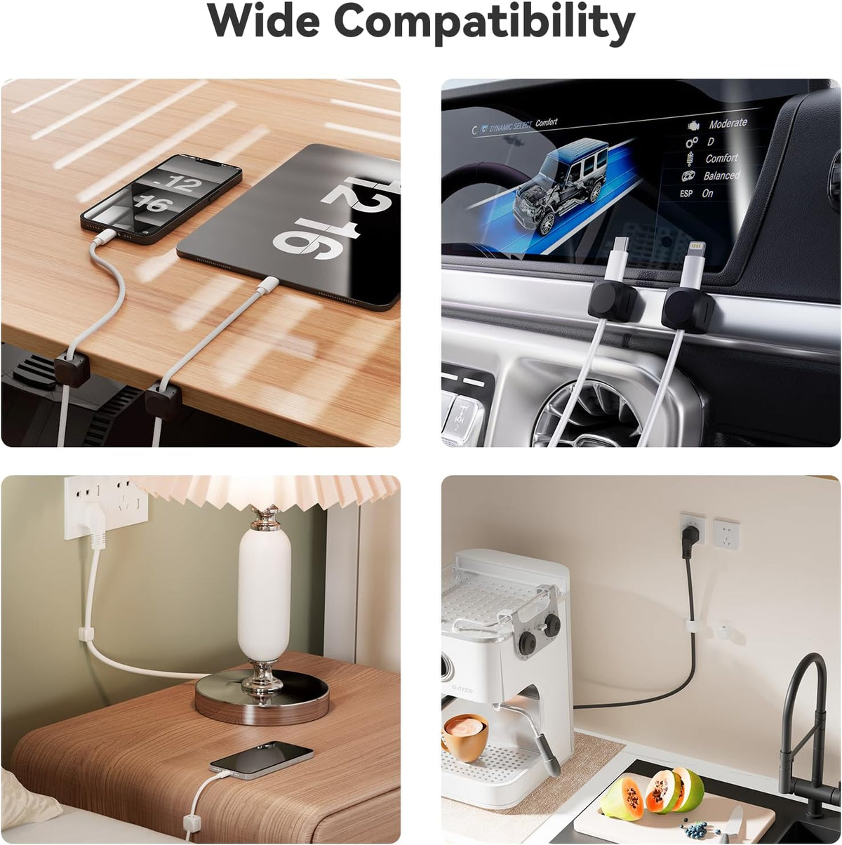Daisyhome Rotatable Cord Organizer, Strong Adhesive Spring Cable Clips