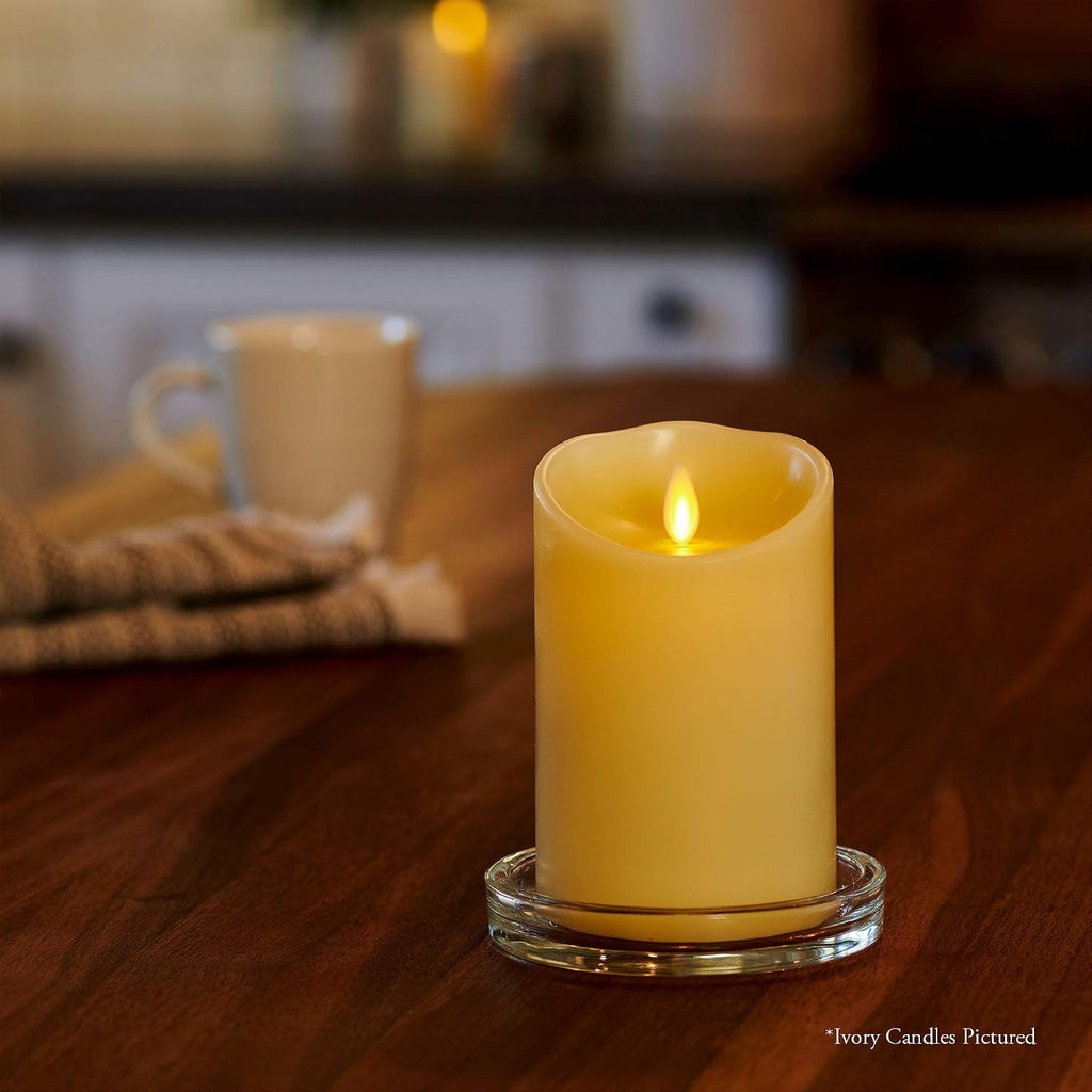 Luminara Flameless Pillar Candle Medium (5.5 inches Tall), Flickering Real Flame Effect, Melted Edge, Real Wax, Smooth Finish, Unscented, White, LED Battery Powered