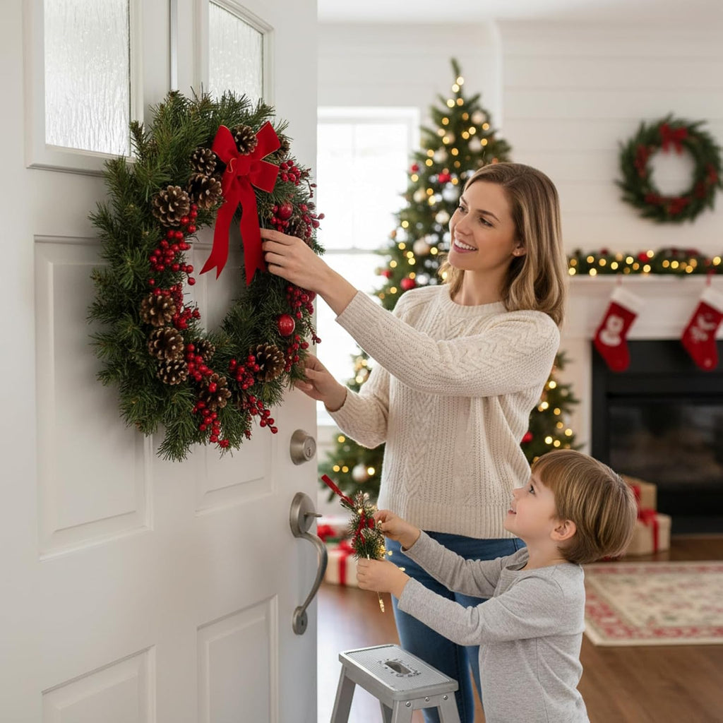 Sratte 8 Pcs Christmas Wreath Hangers for Front Door 14 Inch, Silver