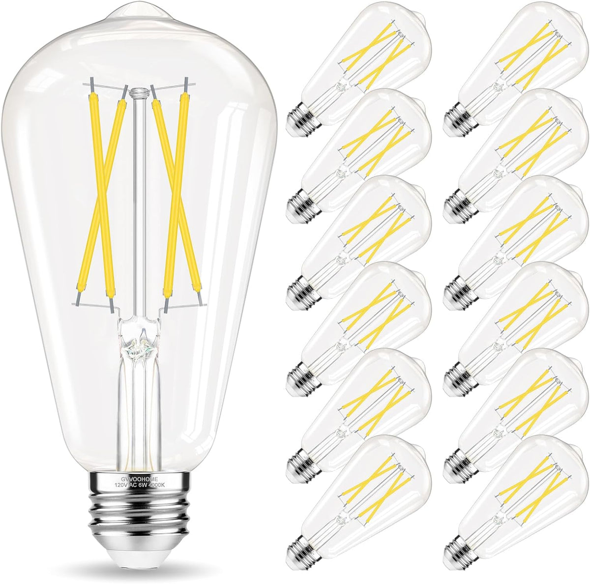 GvvooHome Edison Bulbs E26 LED Bulb 60 watt Equivalent 4000K Daylight White