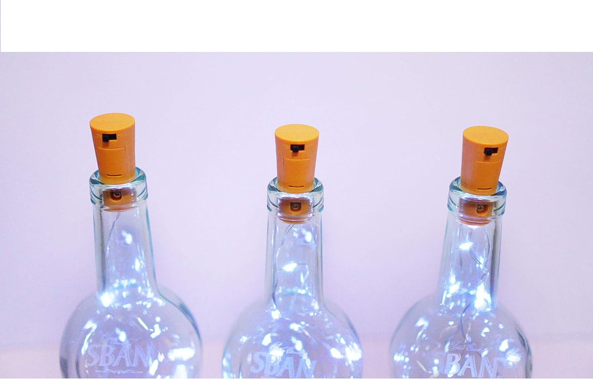 12 Pack 20 LED Wine Bottle Cork Lights, Fairy Mini String Lights Copper Wire, Battery Operated Starry Lights for DIY, Christmas, Halloween, Wedding, Party, Indoor&Outdoor (12 Pack, Multi White)