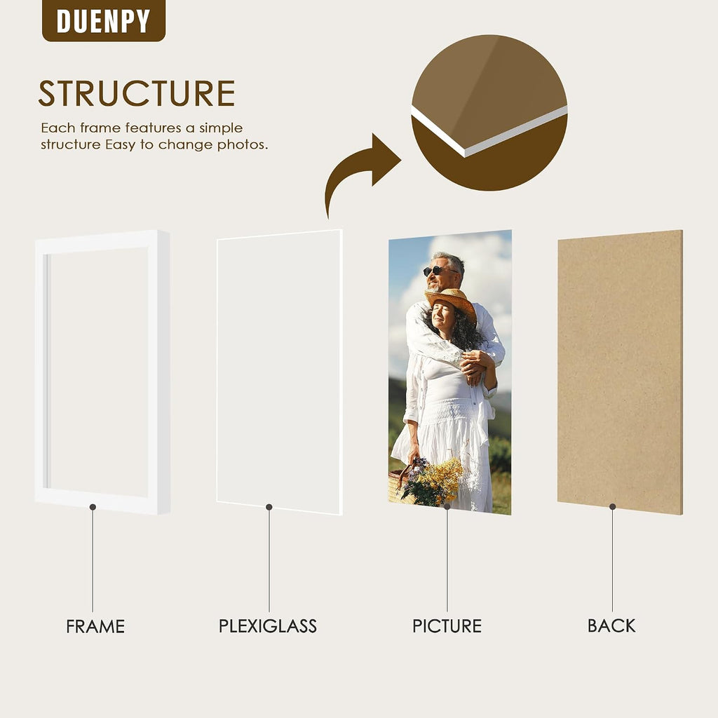 DUENPY 5 Folding 4x6 Accordion Wood Frame Plexiglass White