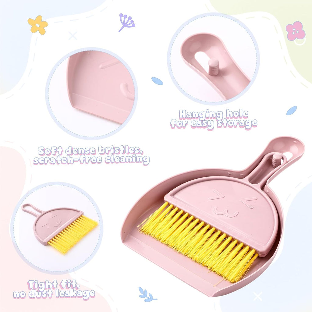 LemonRoad 24 Pack Nesting Mini Broom and Dustpan Set with Handle