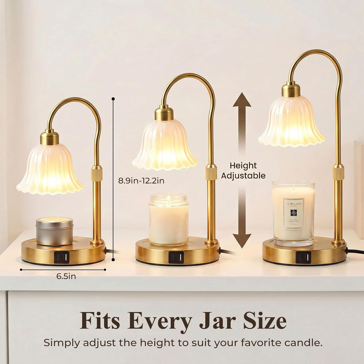 DomeStar Gold Candle Warmer Lamp, Flower Wax Melt Lamp with Timer