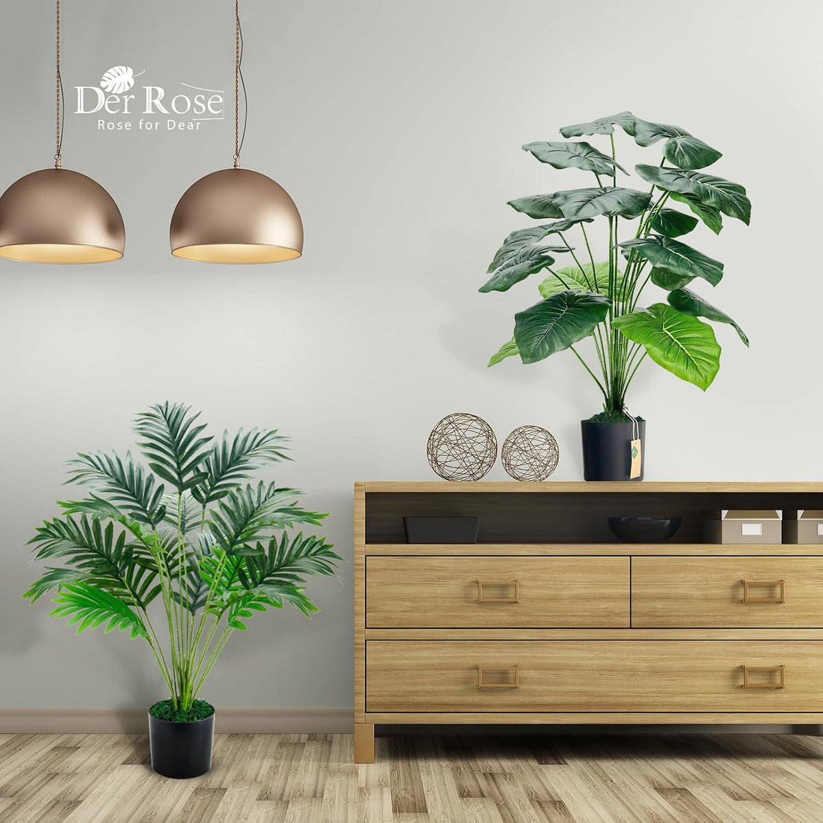 Der Rose 2 Pack 28" Fake Tropical Plants in Black Pots for Office Decor