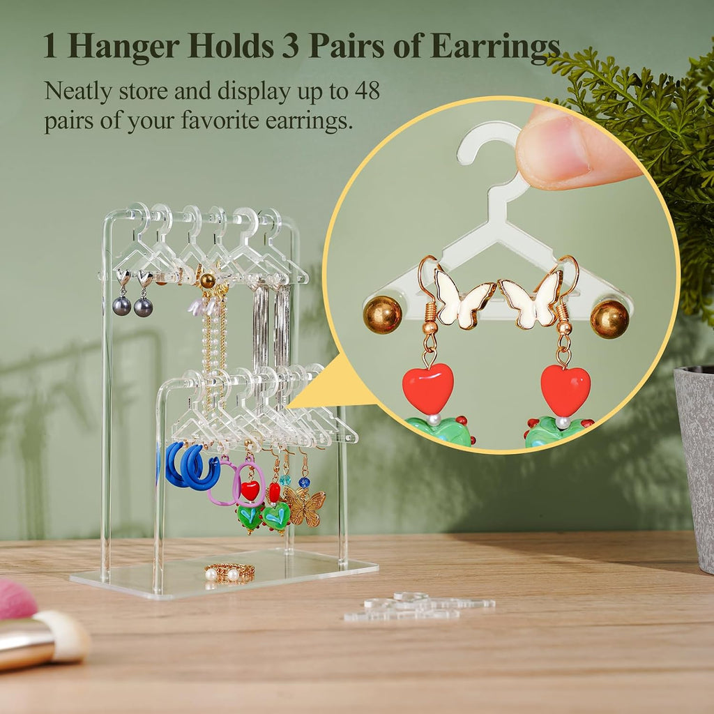 NiHome 2-Tier Earring Holder Organizer, 48 Pairs Acrylic Display, Clear