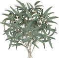 Briful Artificial Eucalyptus Willow Branches 33'' Tall Gray Fake Eucalyptus Stems Arrangement, Realistic Faux Greenery Stems, Indoor Plant, Home Housewarming Farmhouse Porch Vase Decor, Set of 6