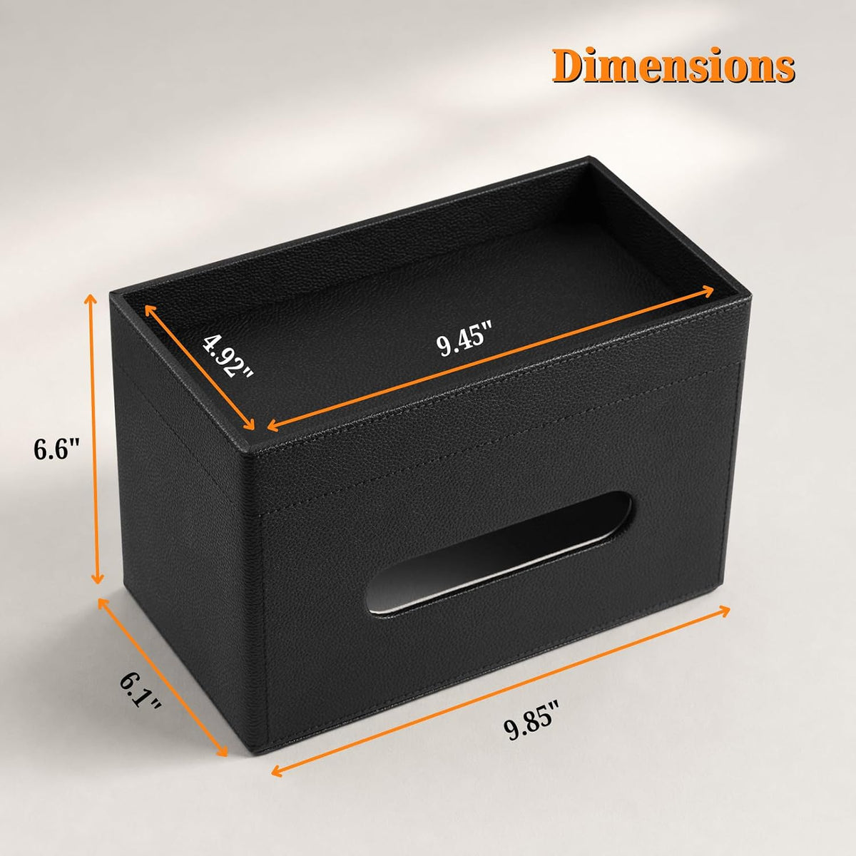 LAMOTI Tissue Box Cover Rectangle with Storage, PU Leather Tissue Holder