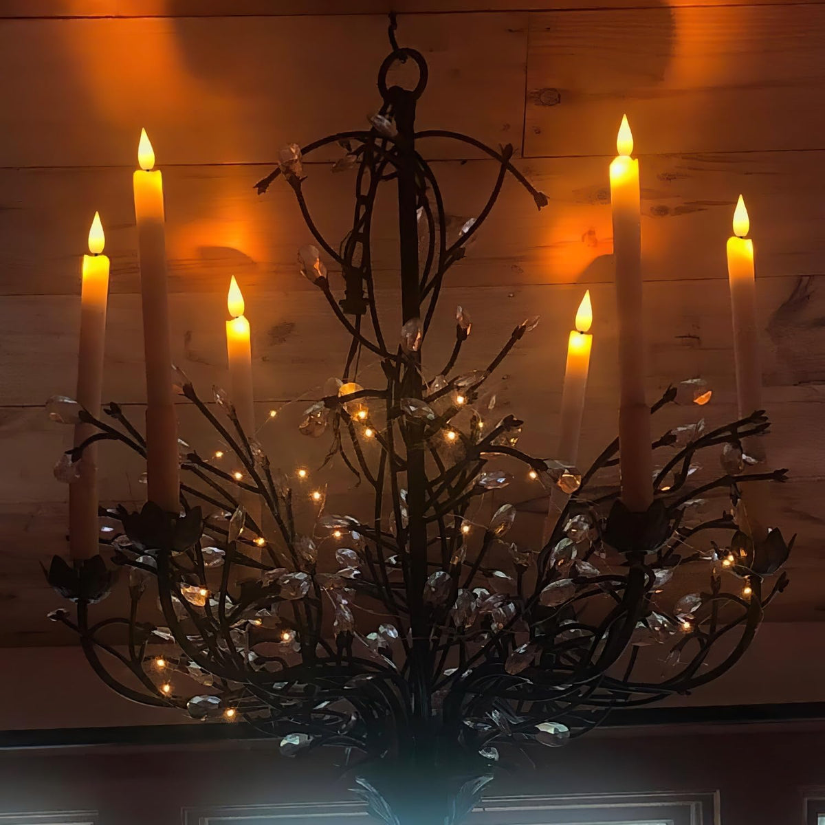 5plots Real Wax Flameless Taper Candles, 9.6 Inches Led Candlesticks with 3D Wick, Flickering Flame Battery Operated Candles for Wedding Christmas Decor, 6Pcs