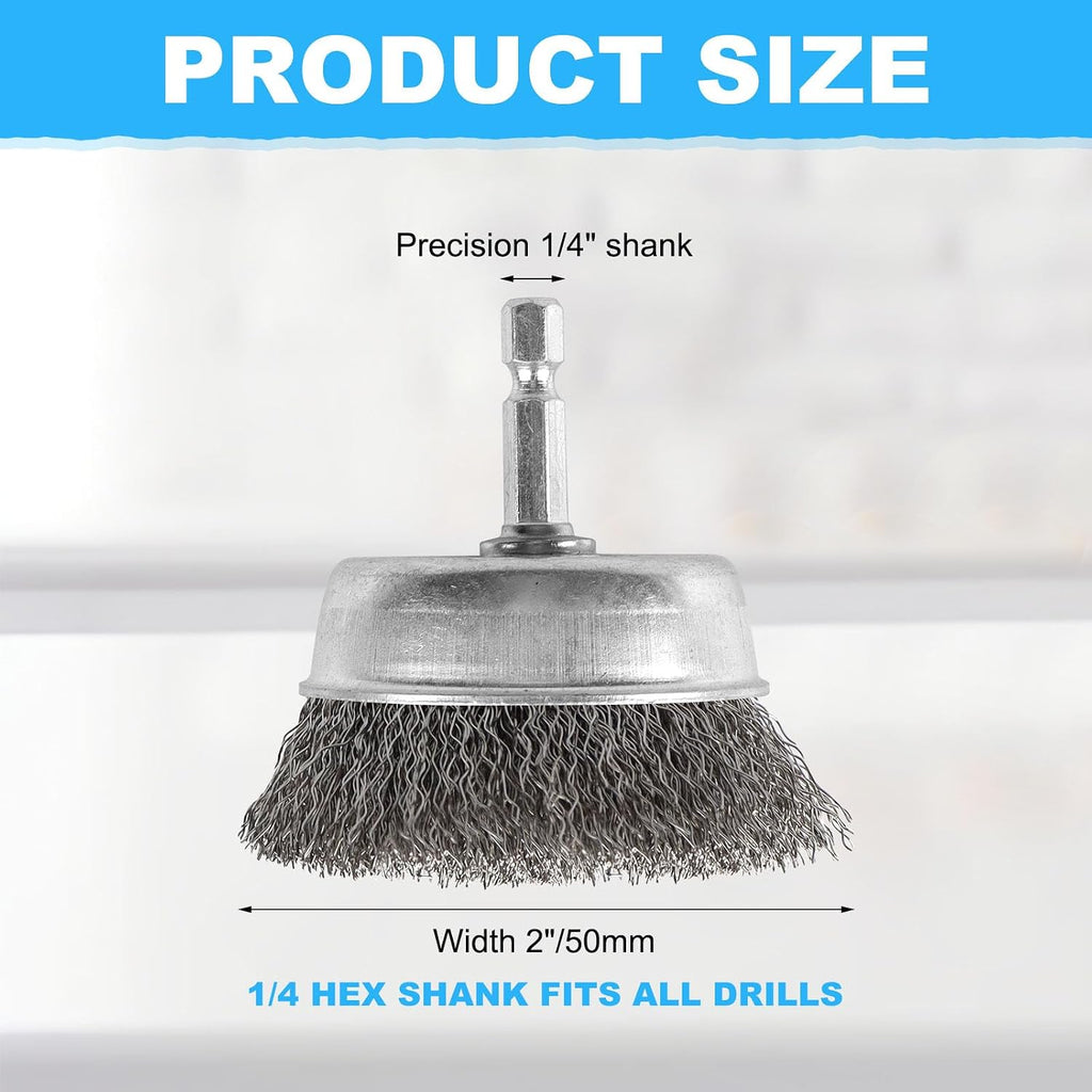 Rocaris 10 Pack 2 Inch Wire Cup Brush with 1/4-Inch Hex Shank