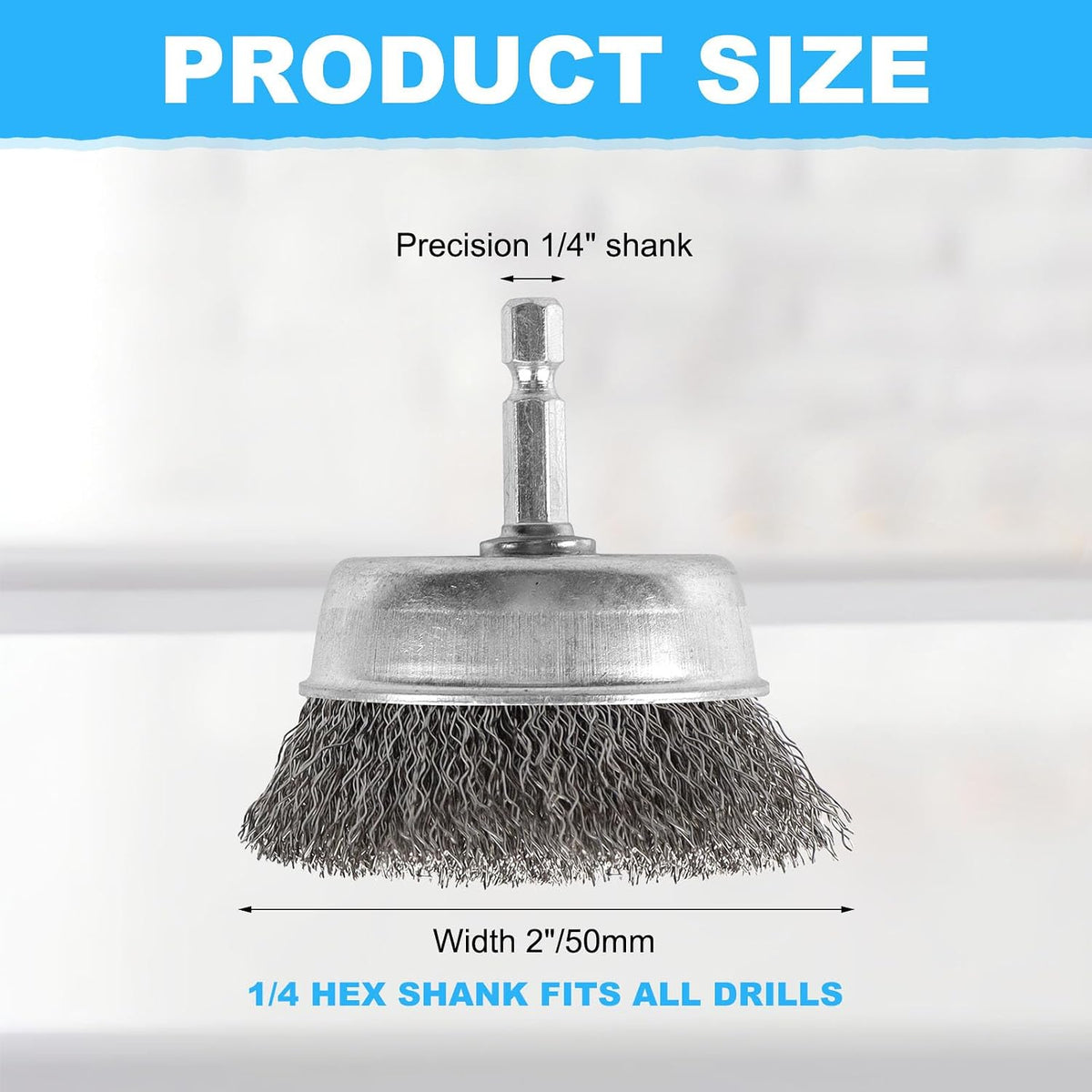 Rocaris 10 Pack 2 Inch Wire Cup Brush with 1/4-Inch Hex Shank