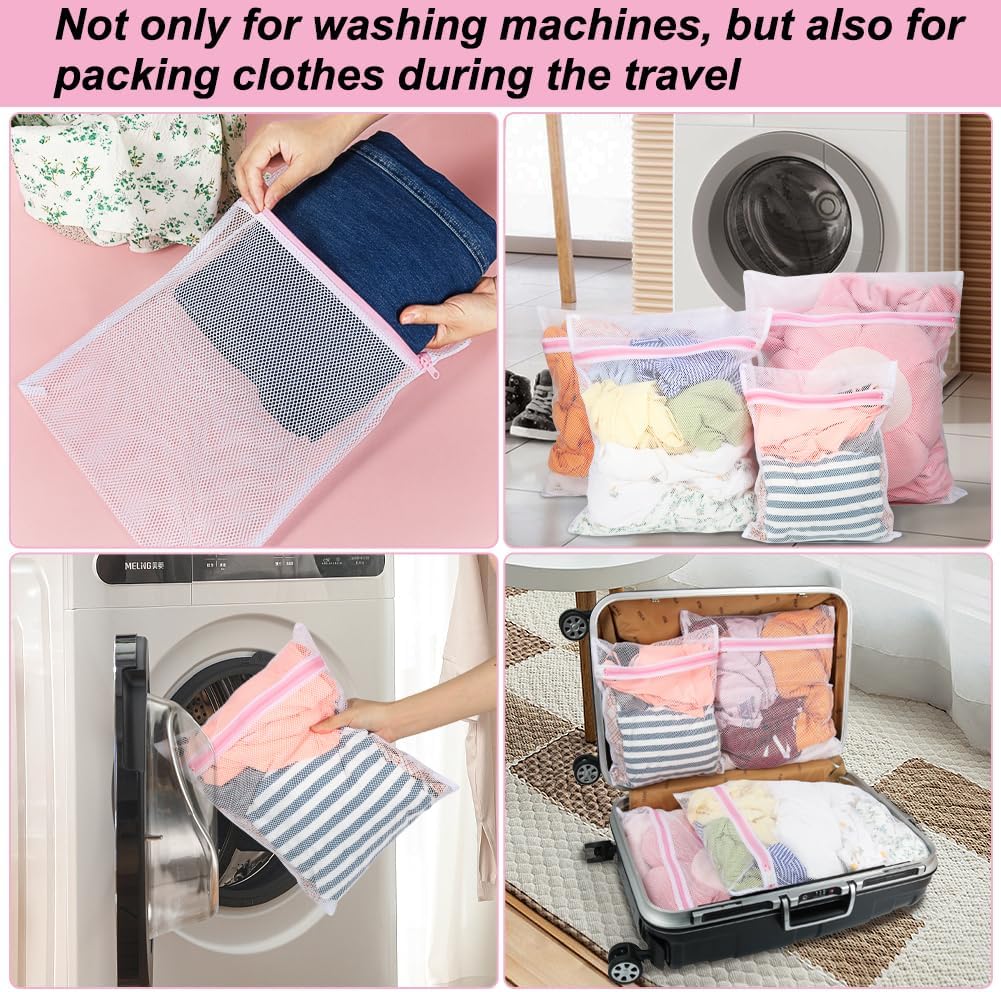 Vivifying Mesh Laundry Bags, 4 Pack, 3 Sizes, Polyester Wash Bags