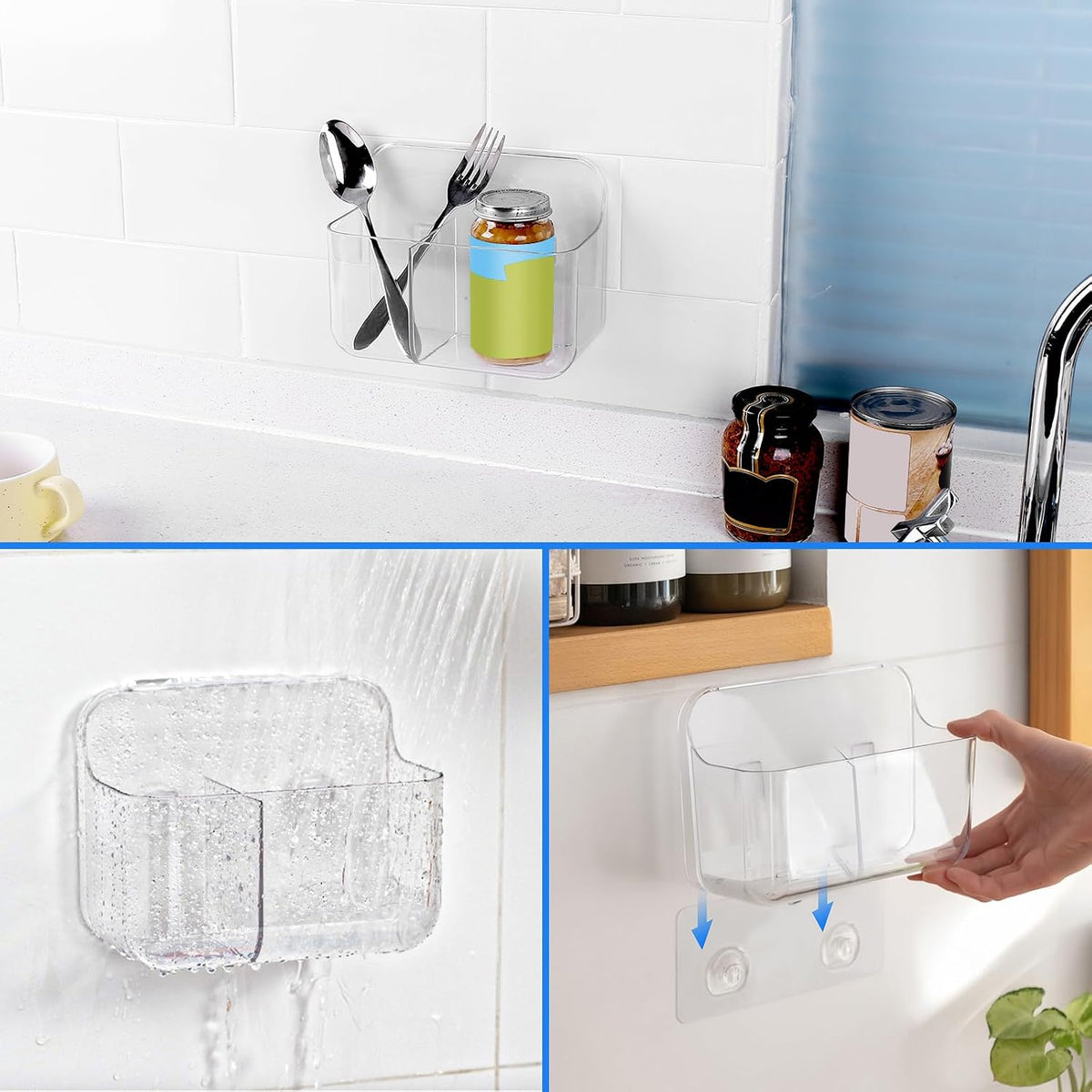 Diesisa Wall Mount Organizer, Adhesive Shelf, 2 Compartments Wall Shelves