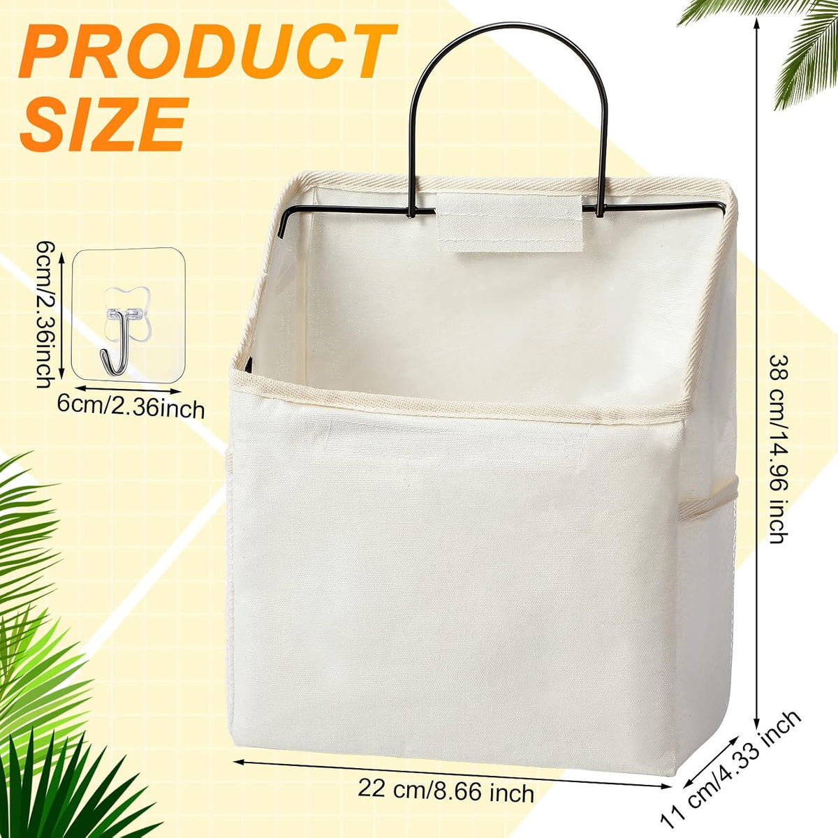 Chumia 6 Pack Wall Hanging Storage Basket Closet Hanging Storage Bag, White