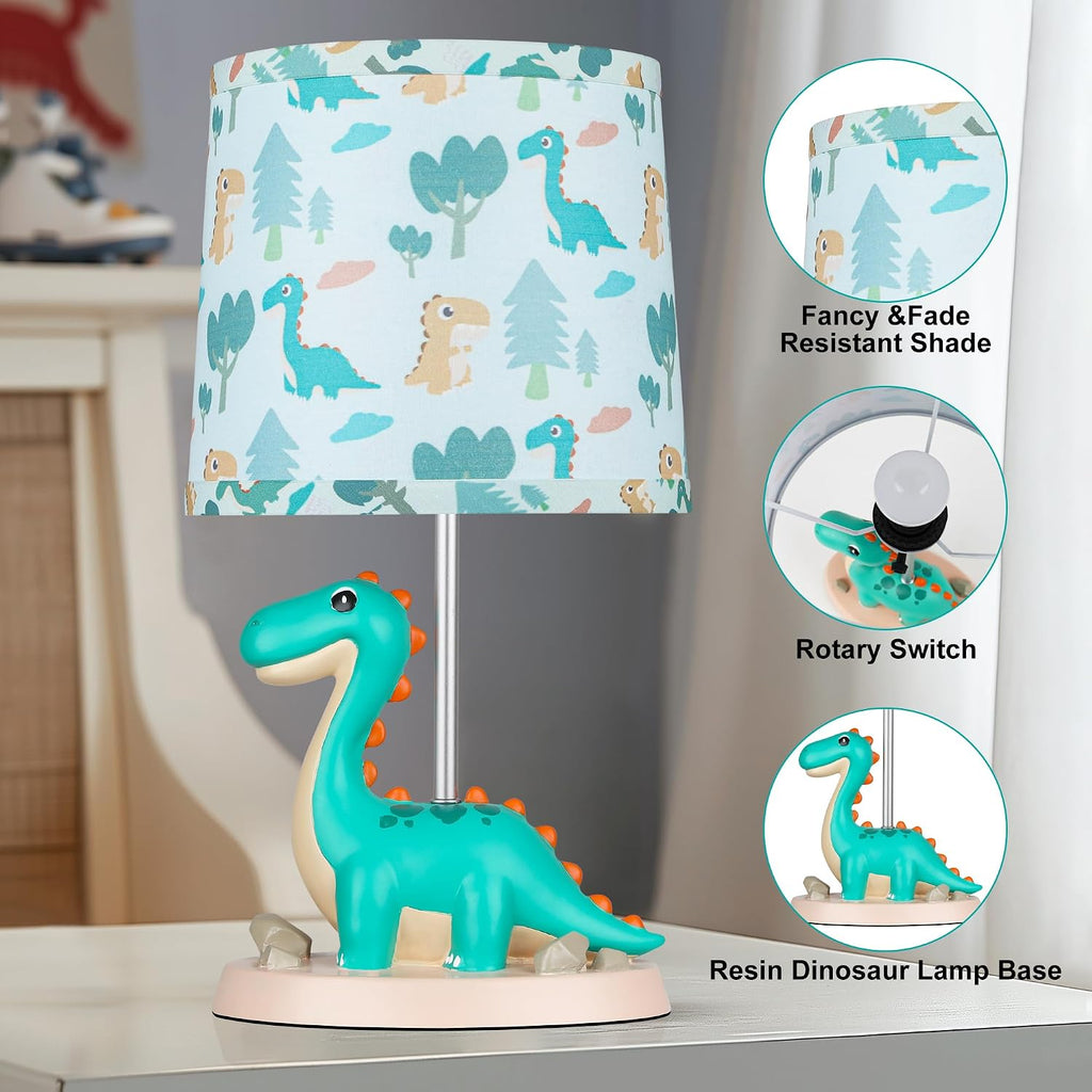 Hamucd Small Green Dinosaur Table Lamp for Bedroom Nightstand Decor,Animal Nursery Single Bedside Lamp for Kid Study Room,Cute Desk Lamp for Boy Girl Toddler Play Room,1 LED Bulb Included
