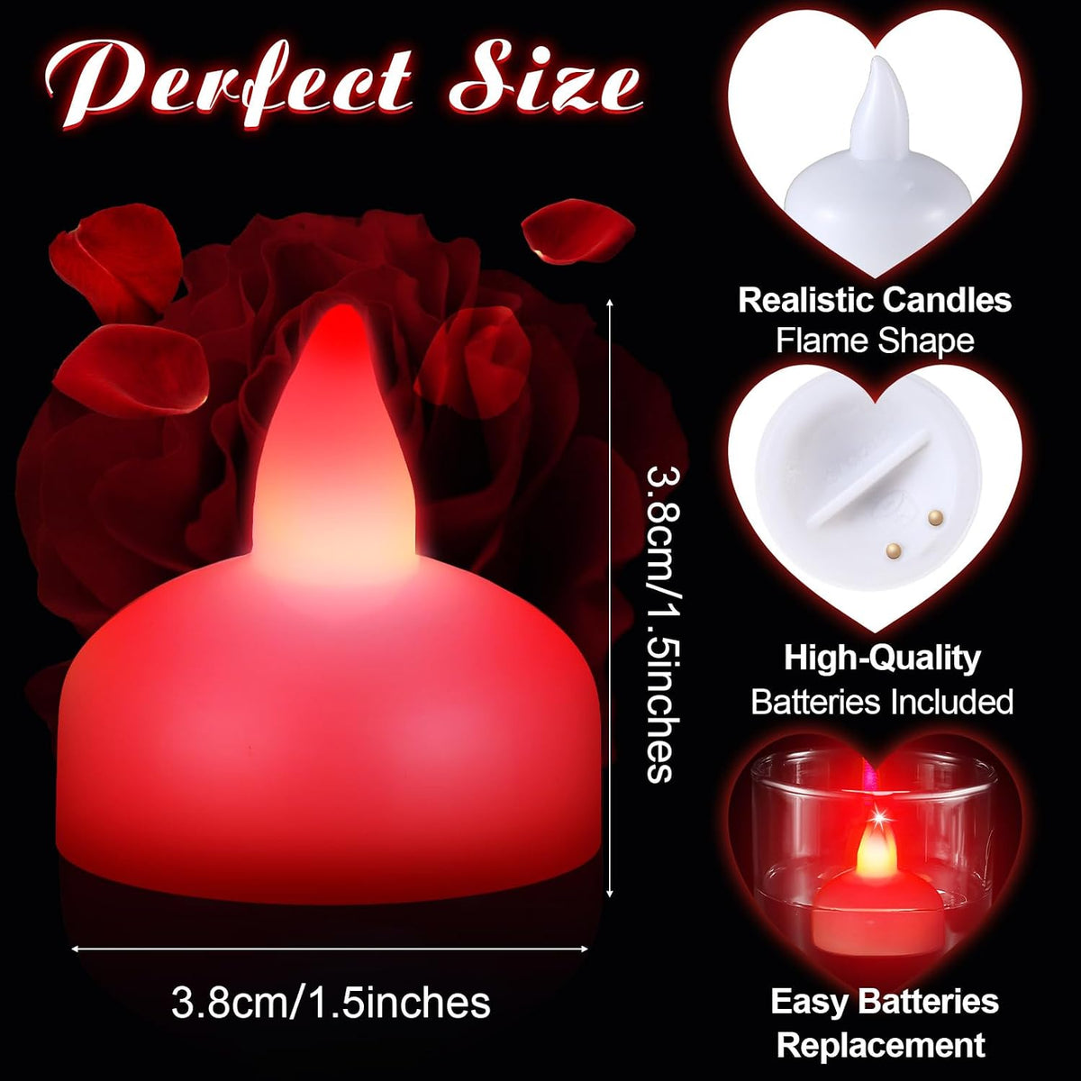 Honoson 24 Pack Red Flameless LED Floating Candles Battery Operated