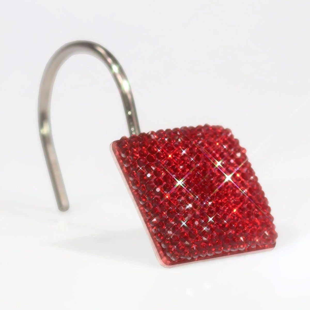 Red Bling Shower Curtain Hooks: Christmas Bathroom Curtain Rings, 12Pcs