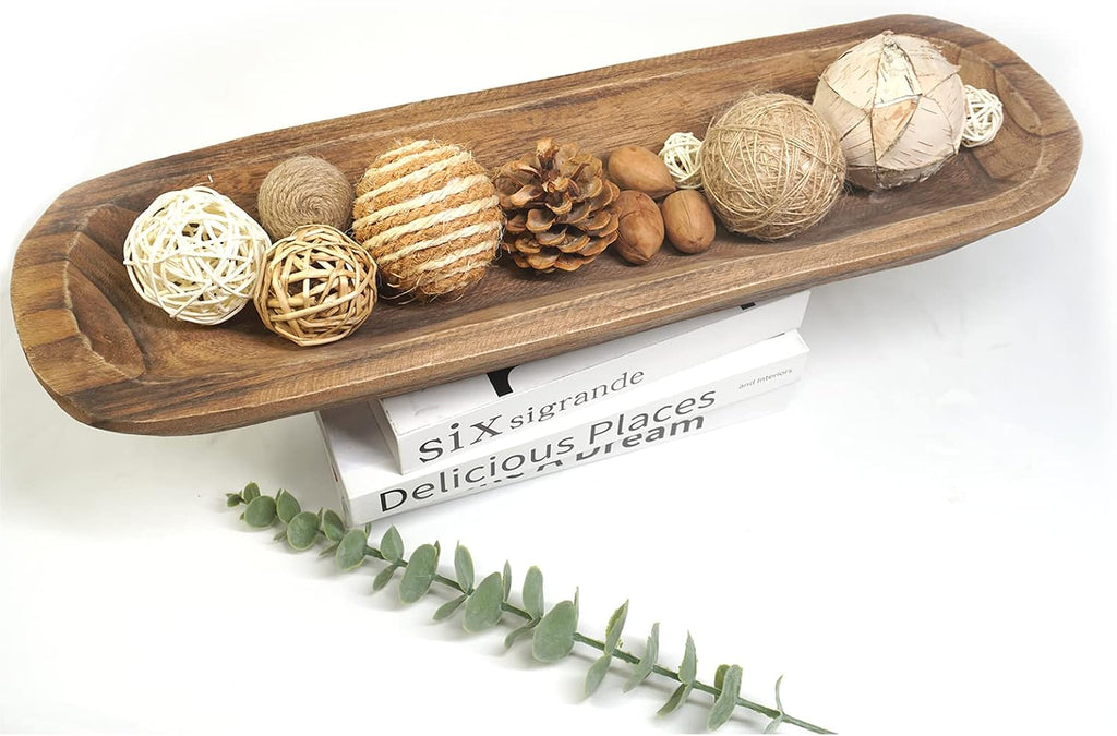 Decorative Bowl Vintage Wooden Dough Bowls Hand Carved, Farmhouse Country, Restaurant, Cafe Decoration, Place Bread, Fruit, Aromatherapy. (20x6x2in)