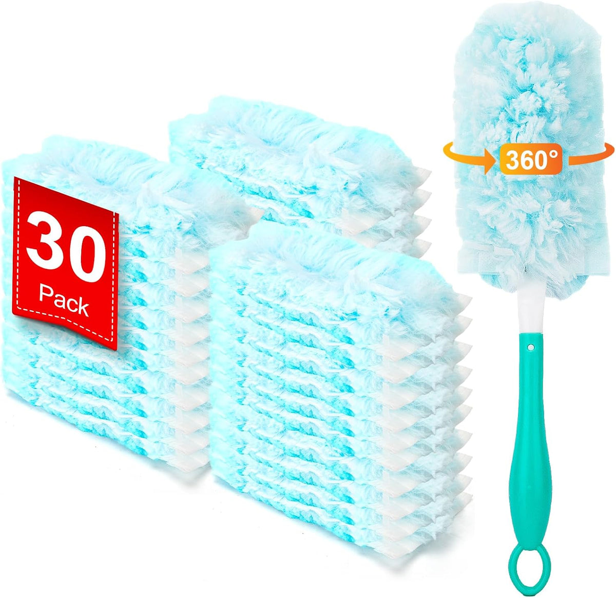 KeFanta 360° Heavy Duty Duster Refills for Swiffer Duster, 30 Count