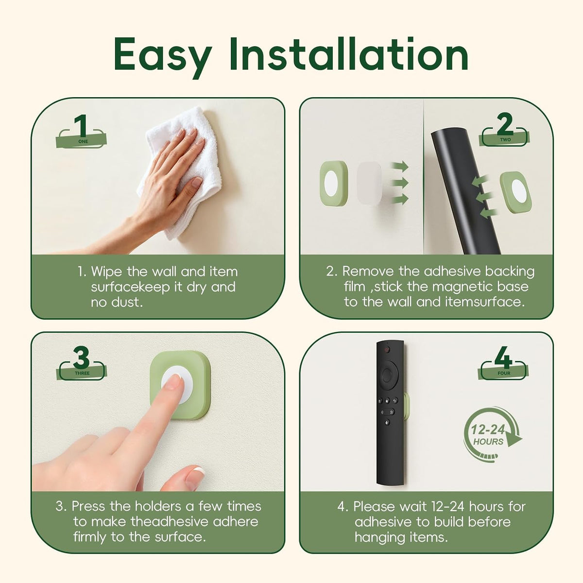 Magnetic Remote Control Holder Wall Mount for TV Fan 6 Pack Green