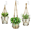3 Pcs Macrame Plant Hangers,Indoor Different Size Hanging Planter Basket Flower Pot Holder with Beads,No Tassels Hanging Planter Basket with Wood Beads for Indoor Outdoor Home Decor