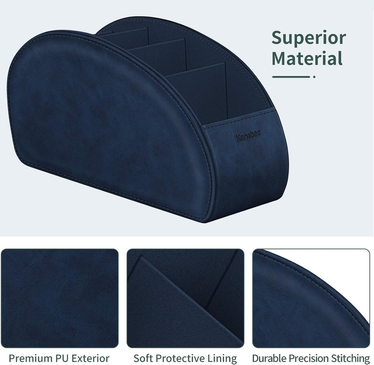 KENOBEE Remote Control Holder with 5 Compartments, Blue