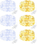 btfarm 6 Pack Fairy Lights Battery Operated, 7FT 20 LED Mini String Lights Waterproof Silver Wire for Mason Jars Centerpiece Table Crafts Bedroom Christmas Decoration, Cool-Warm White