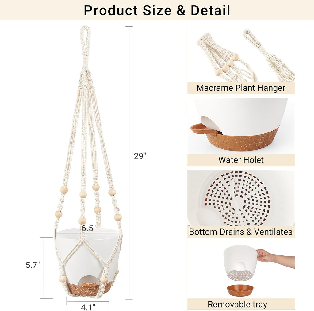 Mkono 6.5 Inch Hanging Planters for Indoor Plants, Macrame Plant Hanger 2Pc